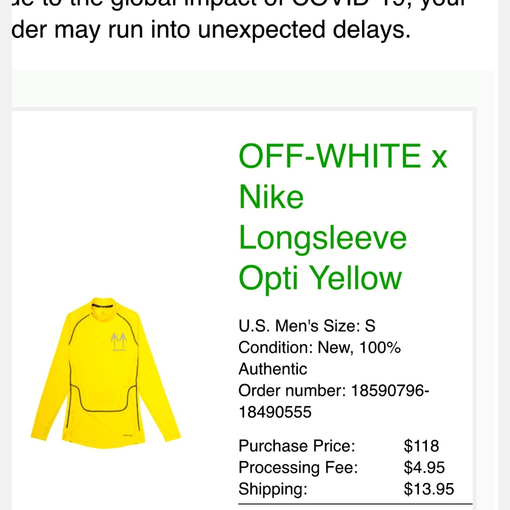 OFF WHITE x Nike opti yellow long sleeve